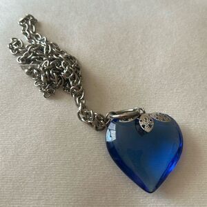 Blue heart crystal necklace